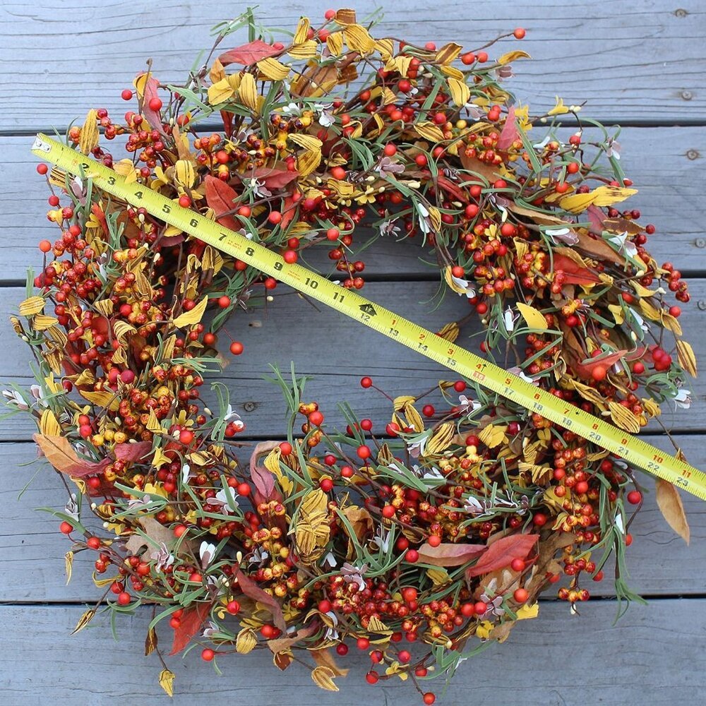 Appalachia Berry Silk Fall Door Wreath 24 inch, Handcrafted, Designed in , Full - Picture 8 of 9
